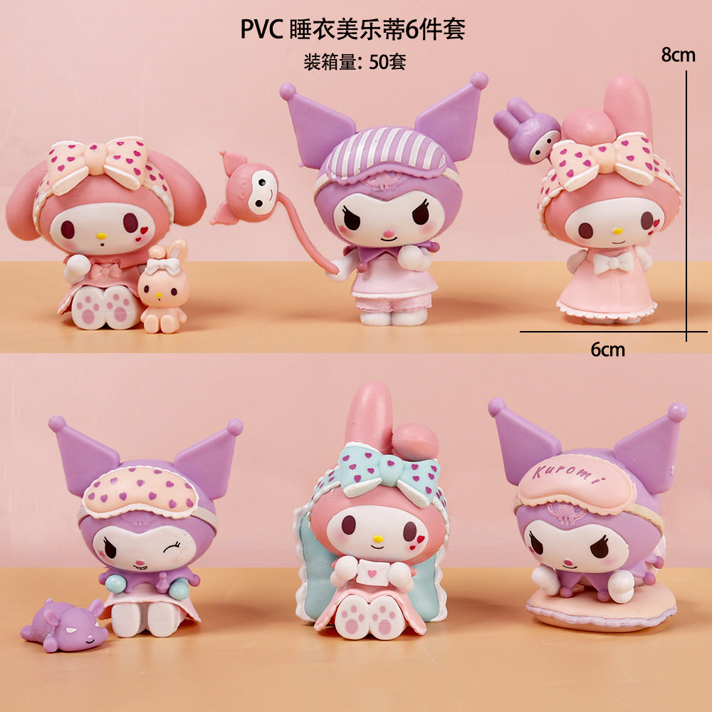 Sweetheart pajama party fen color Melody purple Kuromi figure cartoon blind box gacha car ornament